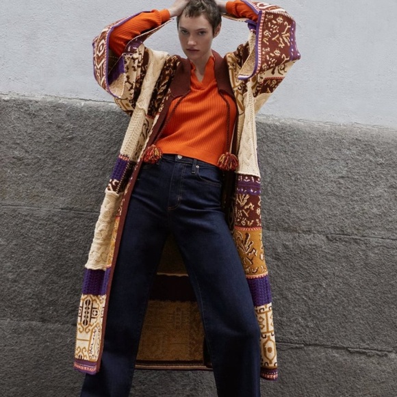 ZARA JACQUARD CAPE COAT SPECIAL EDITION - Picture 6 of 13